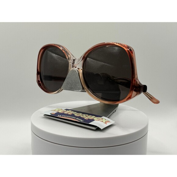 Vintage Oversize Sunglasses NOS Drop Temple Grey Lens Brown Fade Frame Diplomat - Picture 10 of 10